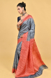 GREY TUSSAR PRINTED SAREE