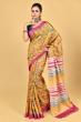 YELLOW TUSSAR PRINTED SAREE