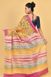 YELLOW TUSSAR PRINTED SAREE