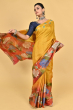 YELLOW TUSSAR PRINTED SAREE