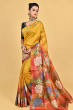 YELLOW TUSSAR PRINTED SAREE