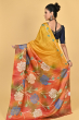 YELLOW TUSSAR PRINTED SAREE