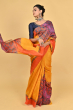 YELLOW PRINTED PURE SILK SAREE