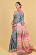 BLUE TUSSAR PRINTED SAREE