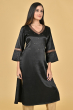 BLACK MASHRU EMBROIDERED EXCLUSIVE LONG KAMEEZ