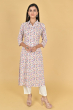 WHITE RAYON PRINTED LONG KAMEEZ