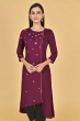 WINE RAYON EMBROIDERED LONG KAMEEZ