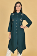 BOTTLE GREEN RAYON EMBROIDERED LONG KAMEEZ