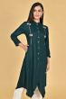 BOTTLE GREEN RAYON EMBROIDERED LONG KAMEEZ