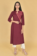 MAROON RAYON EMBROIDERED LONG KAMEEZ