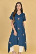 BLUE RAYON EMBROIDERED LONG KAMEEZ