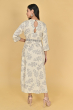 OFF WHITE RAYON PRINTED LONG DRESS