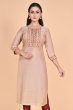 BEIGE EMBROIDERED MUSLIN EXCLUSIVE LONG KAMEEZ