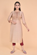 BEIGE EMBROIDERED MUSLIN EXCLUSIVE LONG KAMEEZ