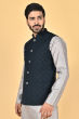 DARK BLUE JACQUARD WOVEN ETHNIC JACKET