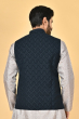 DARK BLUE JACQUARD WOVEN ETHNIC JACKET