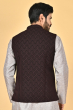 DARK BROWN JACQUARD WOVEN ETHNIC JACKET