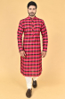 MULTI COLOUR CHECKERED COTTON SLUB LONG KURTA