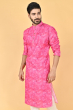 PINK PRINTED COTTON BLEND LONG KURTA