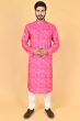 PINK PRINTED COTTON BLEND LONG KURTA