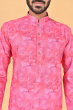 PINK PRINTED COTTON BLEND LONG KURTA