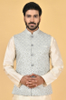 GREY JACQUARD WOVEN ETHNIC JACKET