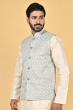 GREY JACQUARD WOVEN ETHNIC JACKET