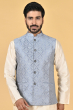 GREY JACQUARD WOVEN ETHNIC JACKET