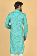 GREEN PRINTED COTTON BLEND LONG KURTA