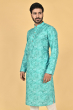 GREEN PRINTED COTTON BLEND LONG KURTA