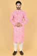 PINK PRINTED COTTON BLEND LONG KURTA