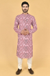 MAROON PRINTED COTTON BLEND LONG KURTA