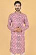 MAROON PRINTED COTTON BLEND LONG KURTA