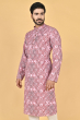 MAROON PRINTED COTTON BLEND LONG KURTA