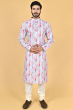 SKY BLUE PRINTED COTTON BLEND LONG KURTA