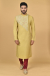 YELLOW SEMI TUSSAR EXCLUSIVE EMBROIDERED LONG KURTA