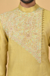 YELLOW SEMI TUSSAR EXCLUSIVE EMBROIDERED LONG KURTA