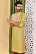 YELLOW SEMI TUSSAR EXCLUSIVE EMBROIDERED LONG KURTA