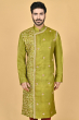 OLIVE GREEN TUSSAR EXCLUSIVE EMBROIDERED LONG KURTA