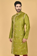 OLIVE GREEN TUSSAR EXCLUSIVE EMBROIDERED LONG KURTA