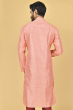 ORANGE JAQUARD PRINTED LONG KURTA