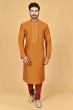 ORANGE COTTON SLUB EXCLUSIVE EMBROIDERED LONG KURTA