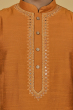 ORANGE COTTON SLUB EXCLUSIVE EMBROIDERED LONG KURTA