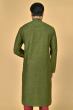 GREEN COTTON SLUB EXCLUSIVE EMBROIDERED LONG KURTA