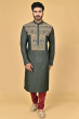 GREEN TUSSAR EXCLUSIVE EMBROIDERED LONG KURTA