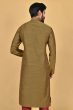 KHAKI COTTON SLUB EXCLUSIVE EMBROIDERED LONG KURTA