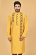 YELLOW COTTON TUSSAR EXCLUSIVE EMBROIDERED LONG KURTA