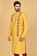 YELLOW COTTON TUSSAR EXCLUSIVE EMBROIDERED LONG KURTA