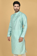 GREEN JAQUARD PRINTED LONG KURTA