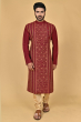 MAROON COTTON SLUB EXCLUSIVE HAND EMBROIDERED LONG KURTA